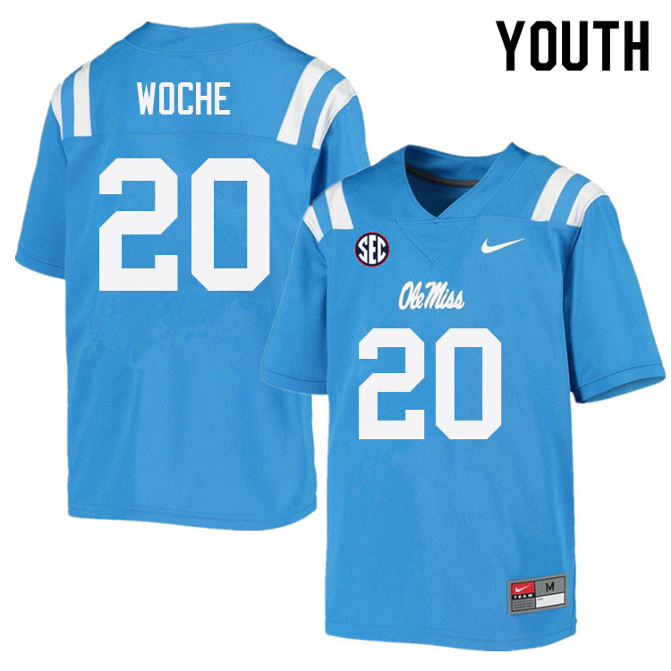 Jack Woche Ole Miss Rebels NCAA Youth Powder Blue #20 Stitched Limited College Football Jersey QUS8558LA
